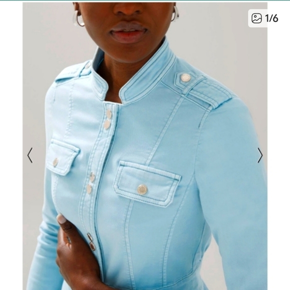 White House Black Market Women's Tinted Bermuda Blue Jacket Size 12 - Picture 2 of 16